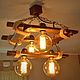 Люстра из состаренного дерева с лампами Эдисона, Люстры, Киев,  Фото №1