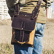 Сумки и аксессуары handmade. Livemaster - original item Leather and canvas crossbody bag. Handmade.