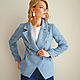 Chaqueta de Tweed azul doble botonadura, estilo Chanel rayón. Suit Jackets. mozaika-rus. Ярмарка Мастеров.  Фото №4