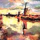 Pastel painting sunset Mill (yellow brick Holland). Pictures. Pastelena. My Livemaster. Фото №4