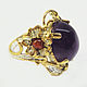 Кольцо из серебра 925 с натуральным аметистом и гранатами. Кольца. Silverjewels. Ярмарка Мастеров.  Фото №4