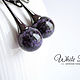Earrings with charoite, rare stone, maces, black accessories. Earrings. White Book. Online shopping on My Livemaster.  Фото №2