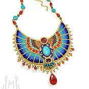 Egyptian style necklace with lapis lazuli green