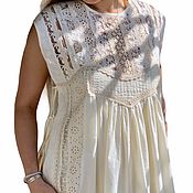 Одежда handmade. Livemaster - original item Summer dress flying from sewing and lace in boho style cream. Handmade.