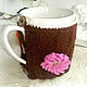 Order Warmer Cup Schoolgirl. Knitted cozy. Livemaster. . Covers for tableware Фото №3