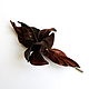 Canyon leather flower brooch red brown terracotta. Brooches. De-Si-Re. My Livemaster. Фото №5