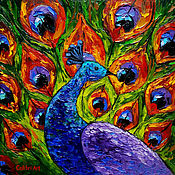 Картины и панно handmade. Livemaster - original item Peacock oil painting birds painting with birds. Handmade.
