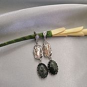 Украшения handmade. Livemaster - original item Classic earrings: with moss agate and pearls. Handmade.