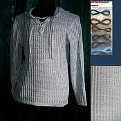 Мужская одежда handmade. Livemaster - original item 100%Linen Men`s Open Track Hooded Shirt
