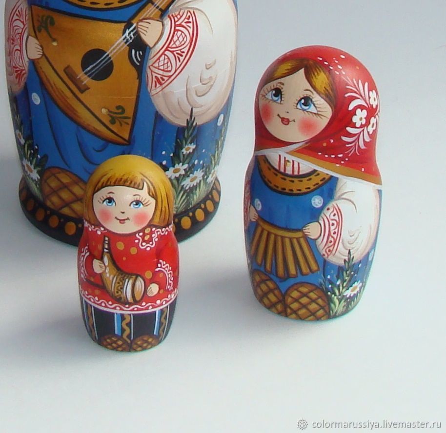 Матрешка 5 мест "Маруся с балалайкой" – заказать на Ярмарке Мастеров ...