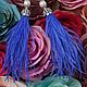 Серьги перья Васильковое облако. Серьги-кисти. mariamayjewelry. Интернет-магазин Ярмарка Мастеров.  Фото №2