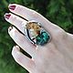 Boho ring with citrine and malachite in 925 silver ALS0003, Rings, Yerevan,  Фото №1