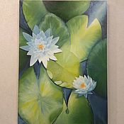 Картины и панно handmade. Livemaster - original item Oil painting with water lilies 
