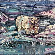 Картины и панно handmade. Livemaster - original item Landscape of the north with a polar bear 