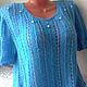 Openwork pullover 'Blue Azhur-2' handmade. Pullover Sweaters. hand knitting from Galina Akhmedova. My Livemaster. Фото №5