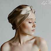 Аксессуары handmade. Livemaster - original item Silk turban for hair the color of coffee with milk. Handmade.