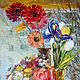 Painting 71,5 x 50,5 cm Flowers on a February window oil on Canvas, Pictures, Dimitrovgrad,  Фото №1