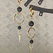 Украшения handmade. Livemaster - original item Earrings with black agate and spikes. Handmade.
