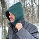 КАПЮШОН-СНУД двойной мужской КАЛЬВИН графит/изумруд. Капюшоны. Вязаный кэжуал  UNIC Ирина. Ярмарка Мастеров.  Фото №4