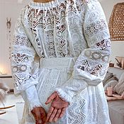 Одежда handmade. Livemaster - original item Dress or suit Carolina boho style midi long sleeve creamy. Handmade.