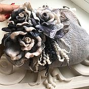 Валяная сумочка Фиолетовые розы