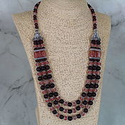 Украшения handmade. Livemaster - original item Garnet and strawberry quartz necklace 