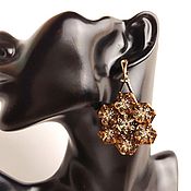 Украшения handmade. Livemaster - original item Flower earrings with sequins sparkling large earrings. Handmade.