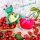 Лягушка на вишенке интерьерная коллекционная авторская  кукла. Куклы и пупсы. ✨Марина Шеина. Ярмарка Мастеров.  Фото №6