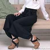 Одежда handmade. Livemaster - original item Black culottes, wide women`s trousers made of cotton, skirt-trousers. Handmade.