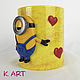 Ceramic mug decorated with handmade from polymer clay Minion. Mugs and cups. CatherineArtRu. My Livemaster. Фото №4