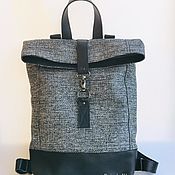 Сумки и аксессуары handmade. Livemaster - original item Canvas and genuine leather backpack. Handmade.