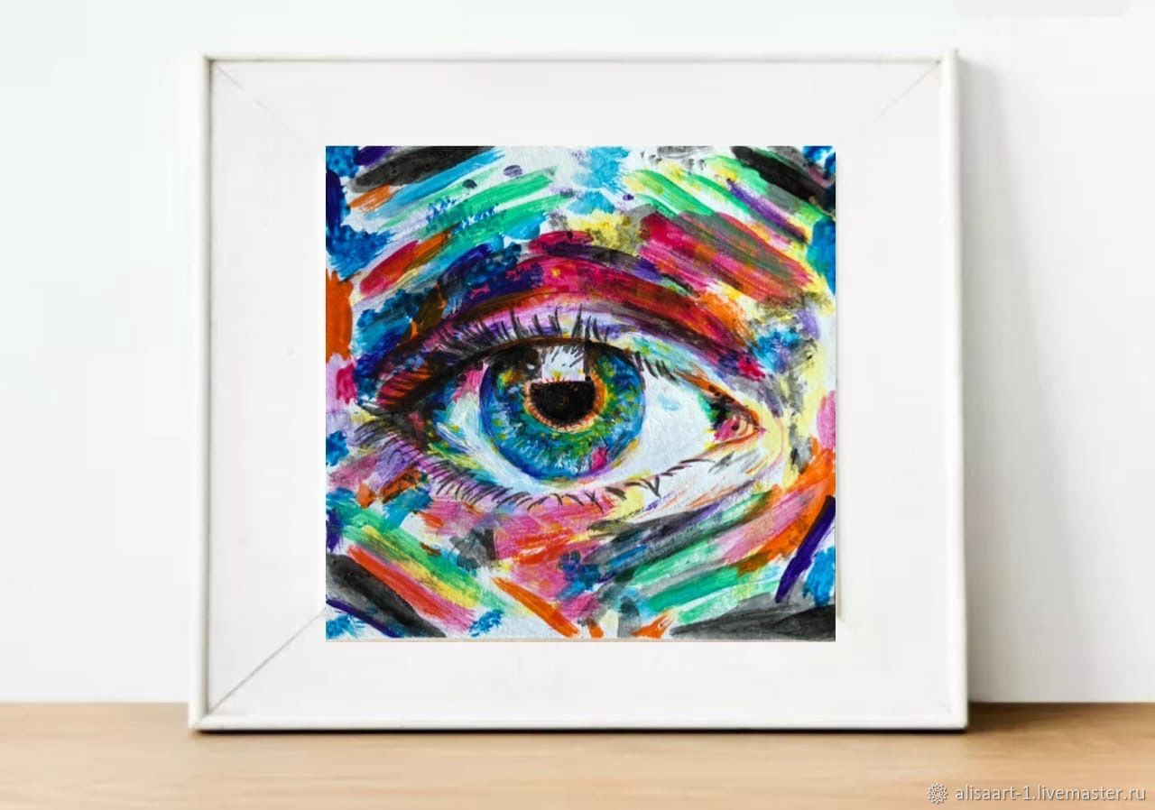 Мини картина «Глаз» акрил – купить онлайн на Ярмарке Мастеров – QPTKURU ...