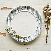 Посуда handmade. Livemaster - original item Winter birches. Pie plate, handmade ceramics.. Handmade.