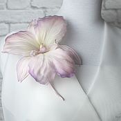 Украшения handmade. Livemaster - original item brooches: Silk flowers. Orchid 