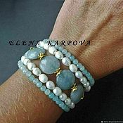 Украшения handmade. Livemaster - original item Copy of Bracelet with stones and pearl. Handmade.