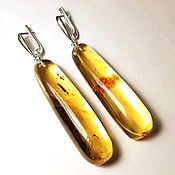 Украшения handmade. Livemaster - original item Long Amber Wand Earrings with inclusions.. Handmade.