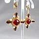 Cross earrings with garnet and pearls, Byzantine earrings, Earrings, Moscow,  Фото №1