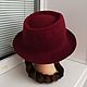 Fedora hat in the color of ripe cherries. Hats1. Oksana Moleva. My Livemaster. Фото №6