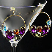 Винтаж handmade. Livemaster - original item Large round earrings with large crystals. Handmade.
