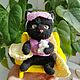 Черный котенок в кресле. Валяная игрушка кошка Войлочная игрушка кот. Войлочная игрушка. Лёлики Валяные игрушки Ольги Деркунской. Интернет-магазин Ярмарка Мастеров.  Фото №2