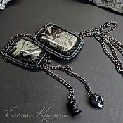 Украшения handmade. Livemaster - original item Black and gray pendant on a long chain with a cornea.. Handmade.