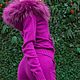 New! A cashmere suit with a hood and trimmed from Arctic Fox Fuchsia, Suits, Moscow,  Фото №1