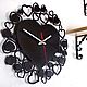 Black wall clock in the shape of a heart. Graphite surface. Watch. 'Время радости' настенные часы (vremya-radosti). Online shopping on My Livemaster.  Фото №2