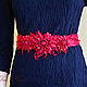 Cinturón de gamuza Flores rojas de cuero de las mujeres. Belt. flowersstyle (flowersstyle). Ярмарка Мастеров.  Фото №4