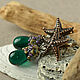 Earrings Starfish lampwork boho drops emerald, Earrings, Moscow,  Фото №1