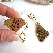 Украшения handmade. Livemaster - original item Long Earrings Real Butterfly Wings Brown Yellow Gilding. Handmade.
