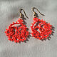 Miniature tatting lace earrings Bright red. Earrings. Tatting-sev. Online shopping on My Livemaster.  Фото №2
