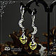 Heart earrings with Swarovski crystals 'moonlit night' 925 sterling silver, Earrings, Yaroslavl,  Фото №1