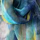 Шарф Цвет морской волны,натуральный шелк,175х110 см,ручное окрашивание, Шарфы, Новосибирск,  Фото №1