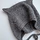 Чепчик с ушками (темно-серый). Шапки. lulu_knits. Интернет-магазин Ярмарка Мастеров.  Фото №2